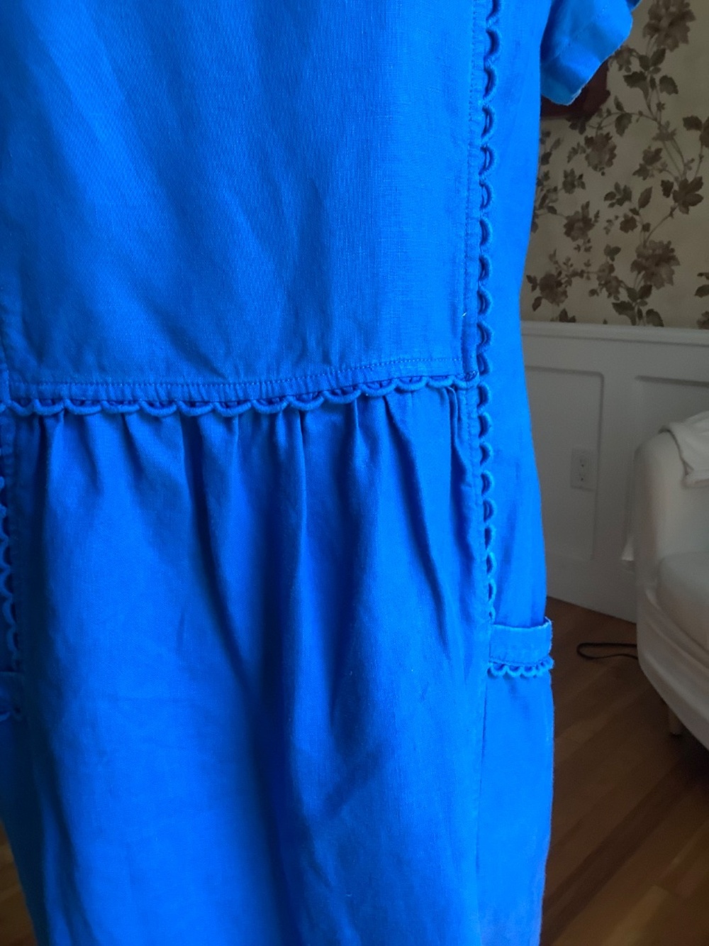 Boden Linen Knee Length Dress Royal Blue Size 8 Long - Picture 2 of 6